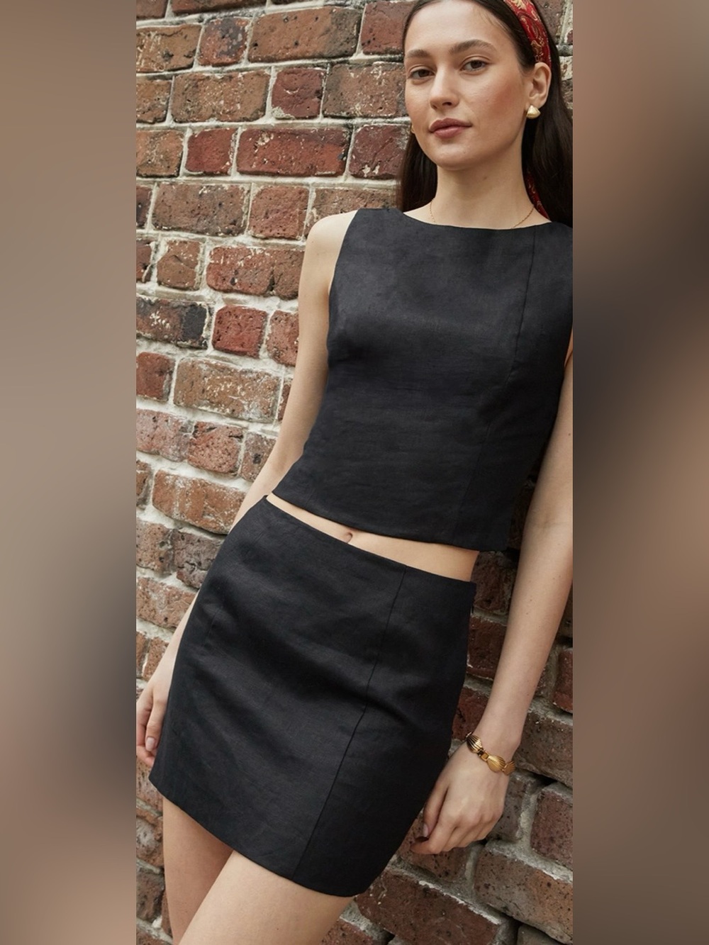 Kourt Irina Linen Mini Skirt Set NWT — Black Size 4 Tibi inspired - Picture 2 of 8